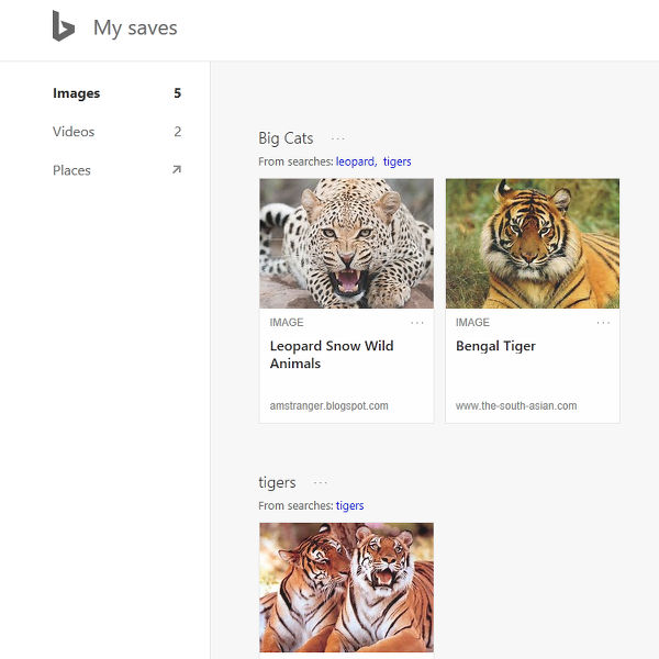 Bing lets you save photos and videos