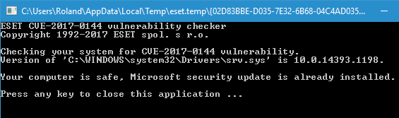 Check for the EternalBlue malware exploit