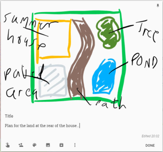 A drawing on a note in Google Keep