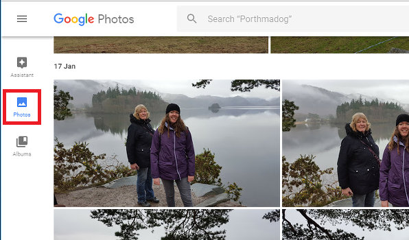 Google Photos in Chrome browser