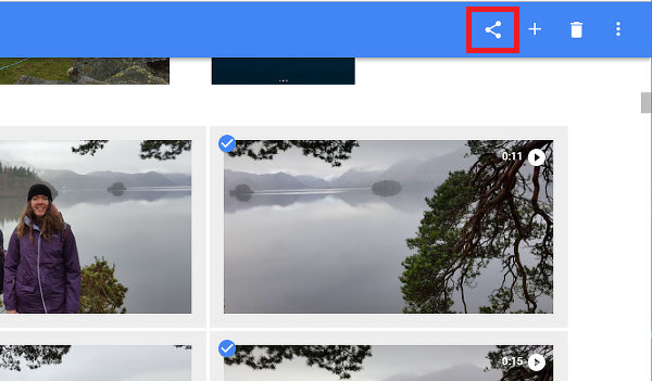 select photographs and share them in Google Photos