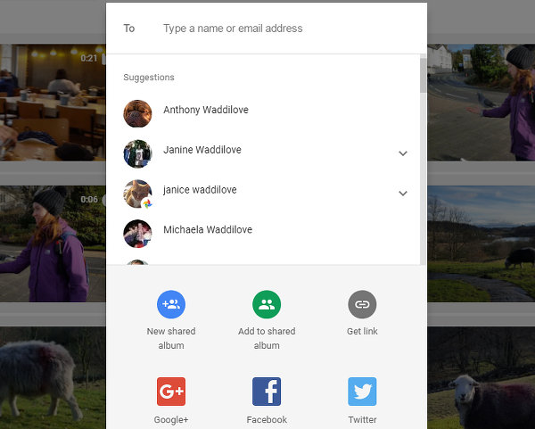 Google Photos sharing suggestions