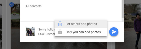 Choose whether others can add photos when sharing albums in Google Photos