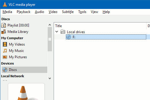 Play a DVD in VLC media player