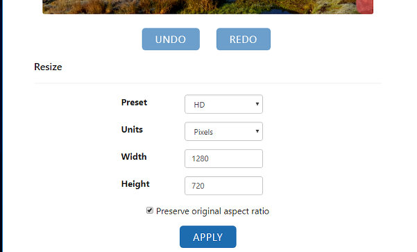 Resize images at BatchPhoto Espresso
