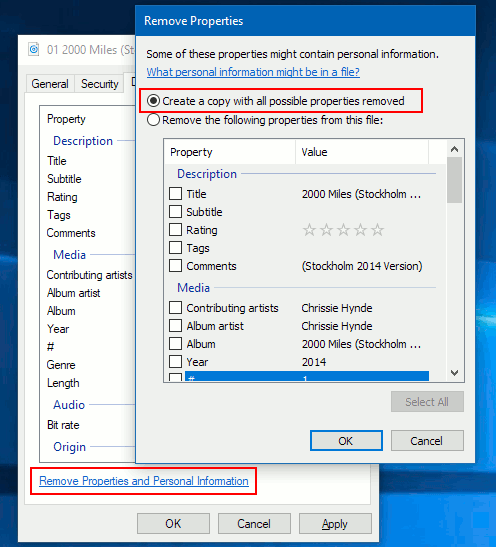 Remove file meta information and properties in Windows