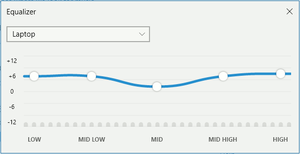 The equalizer in the Groove Music app in Windows 10