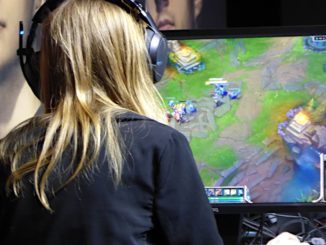 Woman playing a computer game