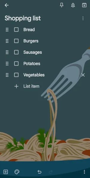 A Google Keep note with a background picture.