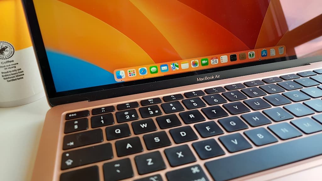 Close-up photo of a MacBook Air.