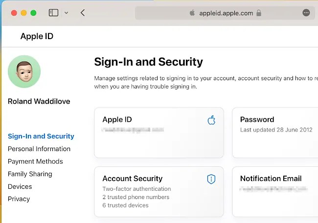 Apple ID website.