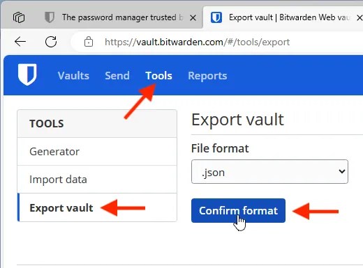 Create a backup of your Bitwarden passwords