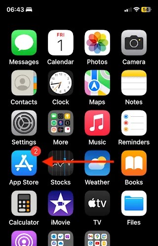 iPhone home screen showing the App Store app.