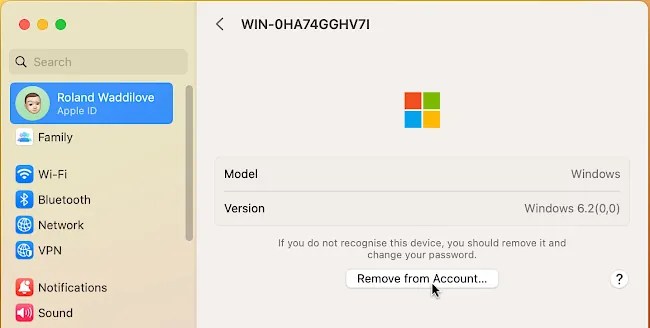 Remove unused or unwanted devices in Mac System Settings.
