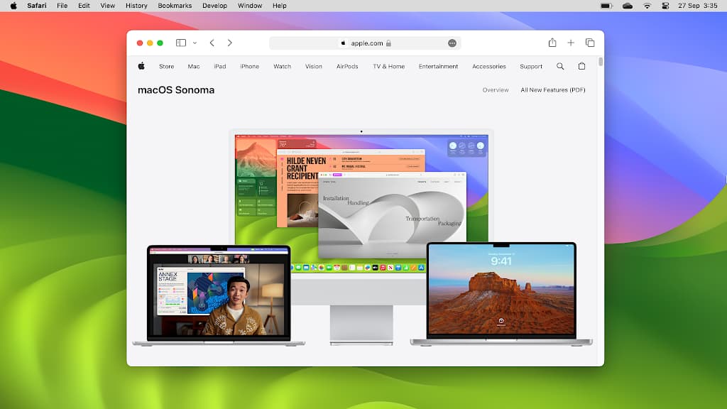 Apple Mac Sonoma desktop showing Safari browser.