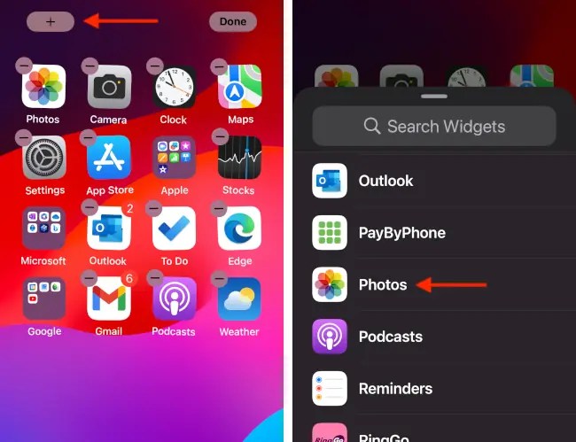 Add a widget to the iPhone home screen.
