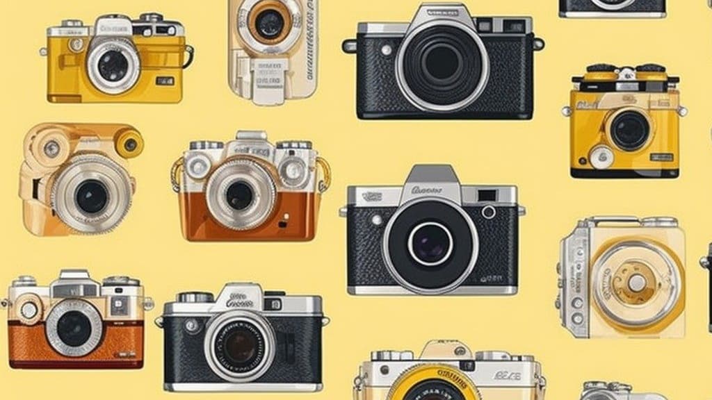 Illustrations of different cameras.