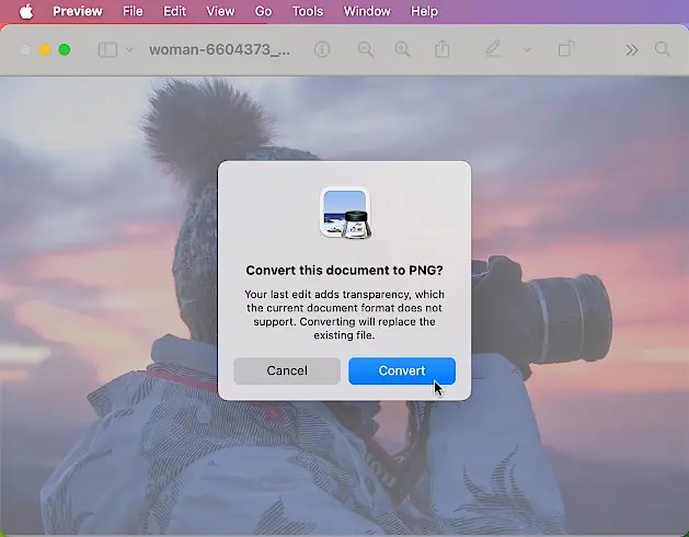 Removing a photo background in Preview.
