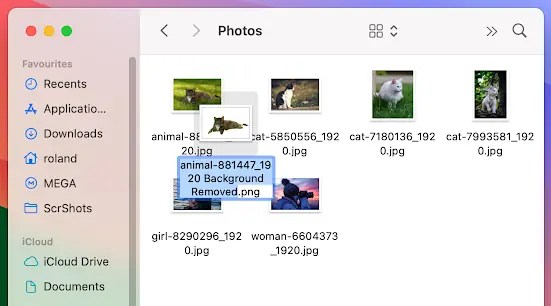Finder makes a copy of the image with background removed.