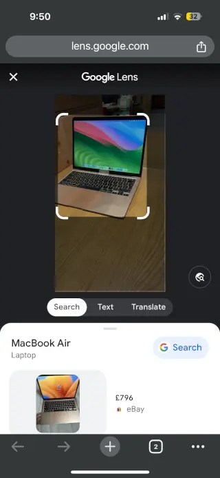 Chrome browser image search on an iPhone.