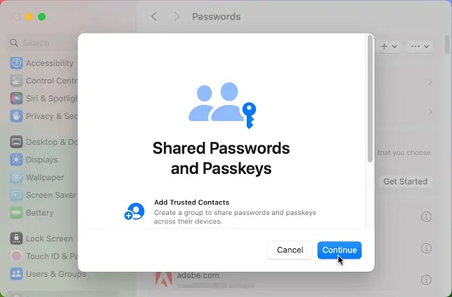 A screenshot of creating a Mac password group.