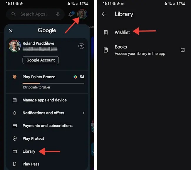 Screenshot of the menu in the Google Play Store app on a phone.